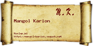 Mangol Karion névjegykártya